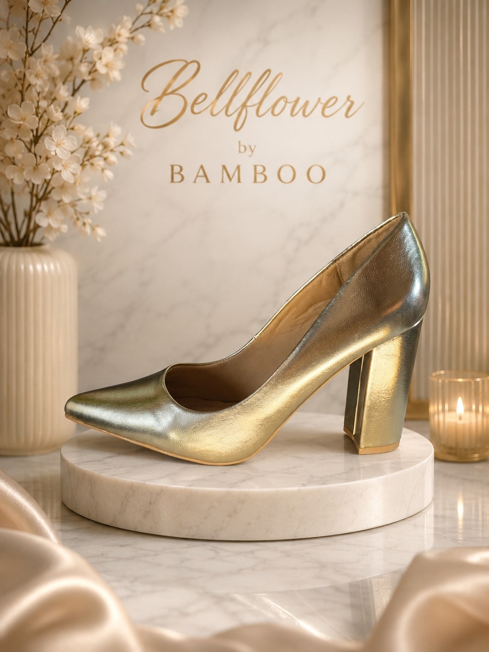 Bamboo “Bellflower” Gold Metallic Pointed-Toe Pumps – NIB